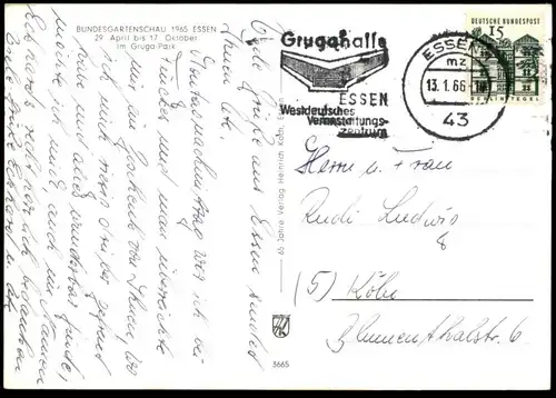 ALTE POSTKARTE ESSEN MARGARETHENSEE MIT LÜHRMANNSBRÜCKE GRUGA-PARK Ansichtskarte cpa postcard AK