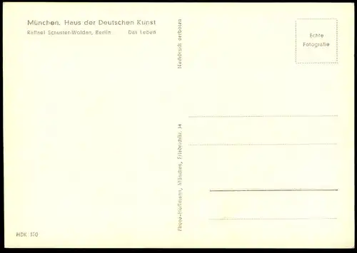 ALTE POSTKARTE DAS LEBEN MÜNCHEN HAUS DER DEUTSCHEN KUNST SCHUSTER-WOLDAN nude breast seins nus Erotik Ansichtskarte cpa