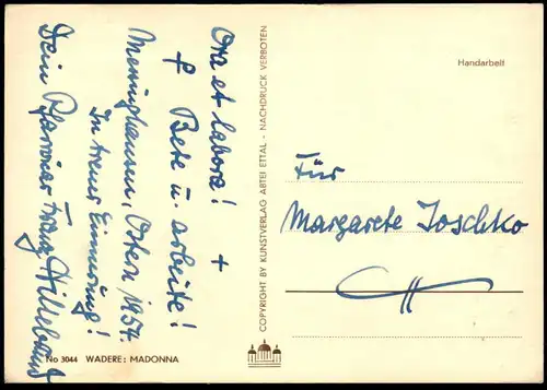 ÄLTERE POSTKARTE HEINRICH MARIA WADERÉ MADONNA Bildhauerei Bildhauer monument Skulptur statue Ansichtskarte cpa postcard