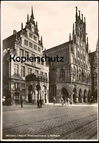 ALTE POSTKARTE MÜNSTER IN WESTFALEN STADTWEINHAUS UND RATHAUS Motorrad motorbike 1932 Ansichtskarte cpa postcard AK