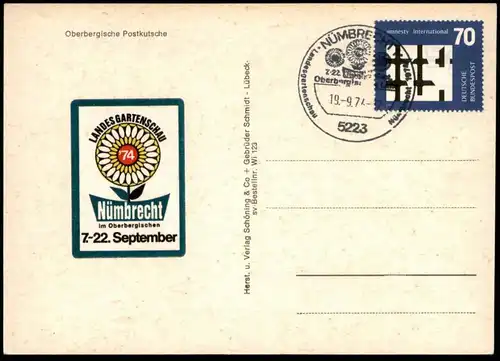 ÄLTERE POSTKARTE OBERBERGISCHE POSTKUTSCHE NÜMBRECHT Pferde Blesse Bergisches Land Kutsche stagecoach diligence postcard