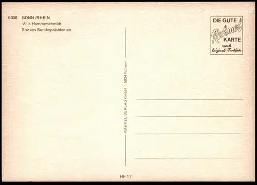 ÄLTERE POSTKARTE BONN VILLA HAMMERSCHMIDT SITZ DES BUNDESPRÄSIDENTEN house of german president Ansichtskarte postcard