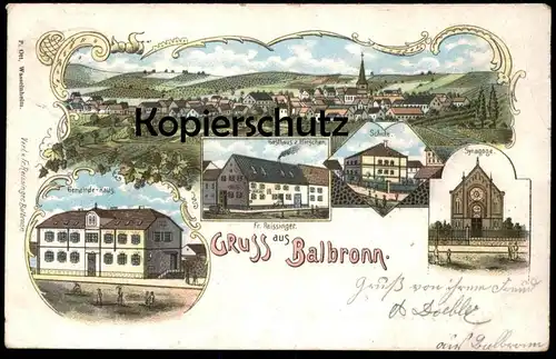 ALTE POSTKARTE GRUSS AUS BALBRONN SYNAGOGE BÀLVERE synagogue jewish jew Arr. Molsheim AK  cpa postcard