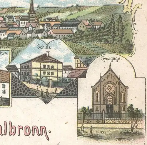ALTE POSTKARTE GRUSS AUS BALBRONN SYNAGOGE BÀLVERE synagogue jewish jew Arr. Molsheim AK  cpa postcard