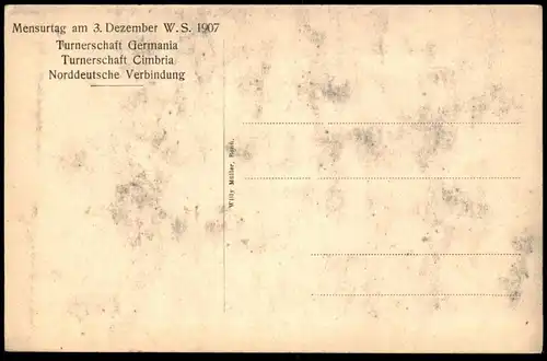 ALTE POSTKARTE BONN MENSURTAG GERMANIA CIMBRIA 03.12.1907 MENSUR STUDENTICA STUDENTIKA ÉTUDIANT FECHTEN fencing duel cpa