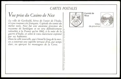 POSTKARTE NIZZA NICE VUE PRISE DU CASINO REPRODUCTION REPRO Tram tramway Strassenbahn cpa postcard Ansichtskarte