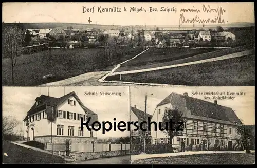 ALTE POSTKARTE DORF KEMMLITZ BEI MÜGELN BEZ. LEIPZIG SCHANKWIRTSCHAFT VOIGTLÄNDER SCHULE NEUSORNZIG Ansichtskarte cpa AK