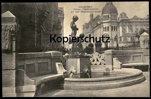 ALTE POSTKARTE DÜSSELDORF NEUER ZIERBRUNNEN AN DER BASTIONSSTRASSE Brunnen fontaine fountain Duesseldorf cpa postcard AK