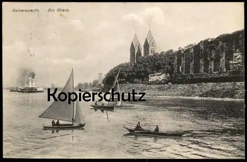 ALTE POSTKARTE KAISERSWERTH AM RHEIN SEGELBOOTE DAMPFER RUDERBOOT Segelboot Düsseldorf cpa postcard Ansichtskarte