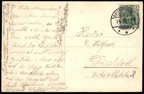 ALTE POSTKARTE KAISERSWERTH AM RHEIN SEGELBOOTE DAMPFER RUDERBOOT Segelboot Düsseldorf cpa postcard Ansichtskarte