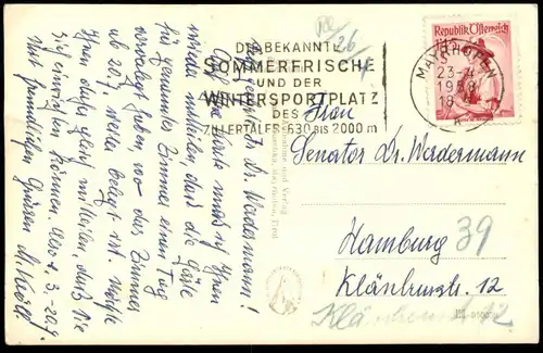 ALTE POSTKARTE MAYRHOFEN ZILLERTAL GASTHOF ROSE BEI NACHT IM SCHNEE Ansichtskarte postcard AK cpa