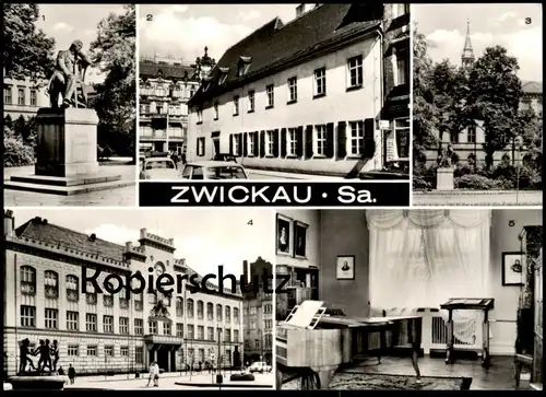 ÄLTERE POSTKARTE ZWICKAU ROBERT SCHUMANN DENKMAL ANLAGEN AM SCHWANENTEICH RAHAUS GEDENKZIMMER Ansichtskarte postcard cpa