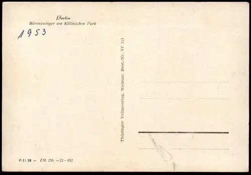 ÄLTERE POSTKARTE BERLIN BÄRENZWINGER DDR Es lebe das unbesiegbare Lager des Friedens der Demokratie Bär ours bear