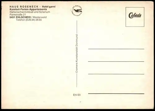 ÄLTERE POSTKARTE EHLSCHEID WESTERWALD HOTEL GARNI HAUS ROSENECK Rengsdorf-Waldbreitbach Ansichtskarte cpa postcard AK