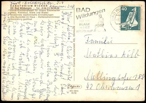 ÄLTERE POSTKARTE SANATORIUM WICKER BAD WILDUNGEN Brunnen Fontaine fountain Ansichtskarte AK cpa postcard