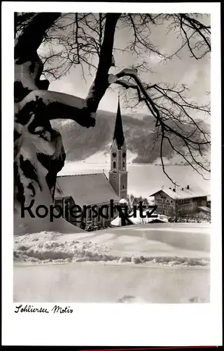 ALTE POSTKARTE SCHLIERSEE MOTIV KIRCHE IM WINTER SCHNEE Bayern hiver snow neige church église Ansichtskarte postcard