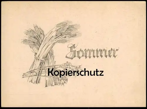 ALTE KÜNSTLER POSTKARTE ORIGINAL-ZEICHNUNG SOMMER GEZ. 1944 IN LEMBERG LWIW DIE ARTILLERIE ZERSCHLÄGT... summer WWII