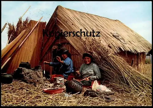 ÄLTERE POSTKARTE PUNO PERU INDIAS UROS DELANTE DE SUS CHOZAS indians Indianer postcard Ansichtskarte cpa AK