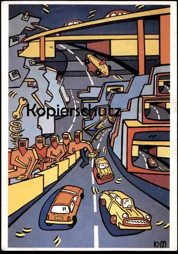 KÜNSTLER POSTKARTE UNTERWEGS KARIN MEINER 1989 PICKUP WERBEPOSTKARTE # 280 Motiv Reklamepostkarte Reklame advertising AK