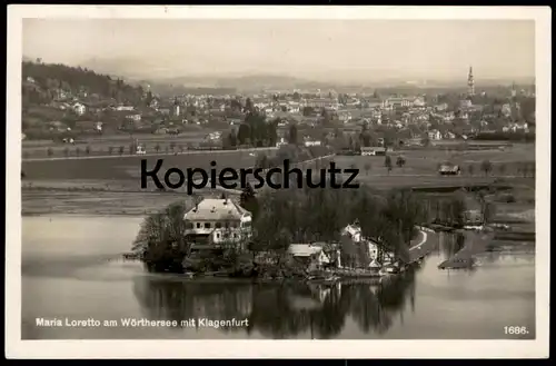 ALTE POSTKARTE MARIA LORETTO AM WÖRTHERSEE MIT KLAGENFURT 1930 SCHLOSS chateau castle Ansichtskarte cpa AK postcard