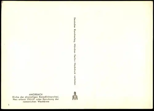 ÄLTERE POSTKARTE EHEMALIGE ABTEIKIRCHE 1742-1747 ERBAUT AMORBACH IM ODENWALD BENEDIKTINER postcard Ansichtskarte cpa AK