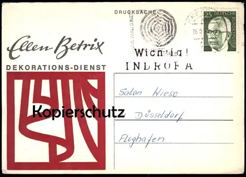 ÄLTERE POSTKARTE ELLEN BETRIX DEKORATIONS-DIENST KREFELD NACH DÜSSELDORF FLUGHAFEN Ansichtskarte cpa AK postcard