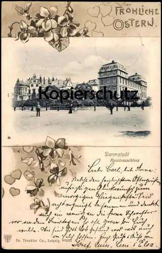 ALTE POSTKARTE FRÖHLICHE OSTERN DARMSTADT RESIDENZSCHLOSS 1902 easter paques castle chateau Ansichtskarte cpa postcard