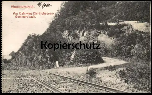 ALTE POSTKARTE GUMMERSBACH BAHNWEG DIERINGHAUSEN - GUMMERSBACH DAMPFLOK Locomotive à vapeur Zug Ansichtskarte postcard