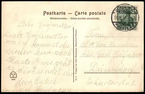 ALTE POSTKARTE REMSCHEID HASTEN BÜCHELSTRASSE EISERNES KREUZ VERLAG CARL HEIDMANN VERFASSER IST ENKEL VON CARL