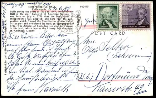 ÄLTERE POSTKARTE PHILADELPHIA INDEPENDENCE HALL Pennsylvania USA Unabhängigkeitsgebäude postcard cpa AK Ansichtskarte