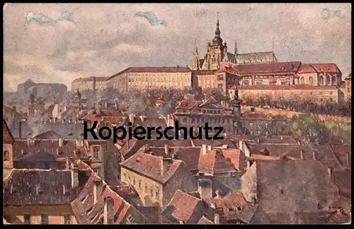 ALTE KÜNSTLER POSTKARTE PRAG PANORAMA HRADCAN HRADCHIN HRADSHIN Praha Prague cpa AK Ansichtskarte postcard