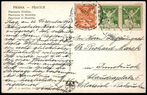 ALTE KÜNSTLER POSTKARTE PRAG PANORAMA HRADCAN HRADCHIN HRADSHIN Praha Prague cpa AK Ansichtskarte postcard