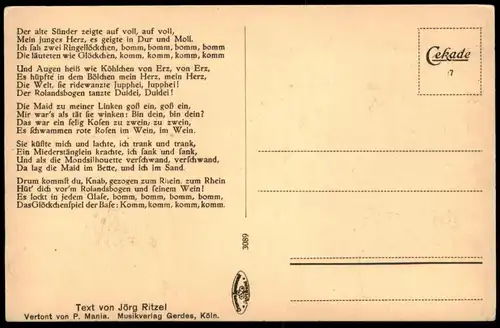 ALTE POSTKARTE IM ROLANDSBOGEN ICH KAM VON FERN GEZOGEN... ROLANDSECK RHEIN Remagen Siebengebirge AK cpa Ansichtskarte