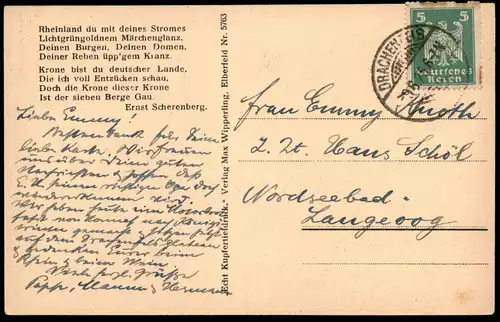 ALTE POSTKARTE BLICK VOM ROLANDSECK AUF DAS SIEBENGEBIRGE RHEIN Remagen AK cpa Ansichtskarte postcard