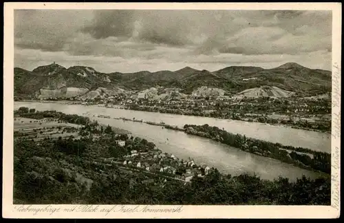 ALTE POSTKARTE SIEBENGEBIRGE RHEIN MIT BLICK AUF INSEL NONNENWERTH 1929 AK cpa Ansichtskarte postcard