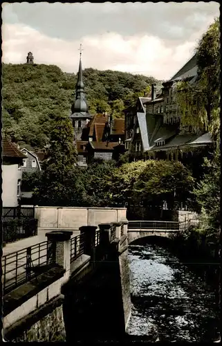 ÄLTERE POSTKARTE LANGENBERG RHEINLAND BLICK AUF EVANGELISCHE KIRCHE UND BISMARCKTURM AK Ansichtskarte postcard cpa photo