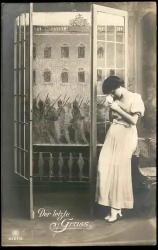 ALTE POSTKARTE DER LETZTE GRUSS ABSCHIED SOLDAT FRONT TRAUER Frau femme mourning woman Ansichtskarte AK postcard cpa