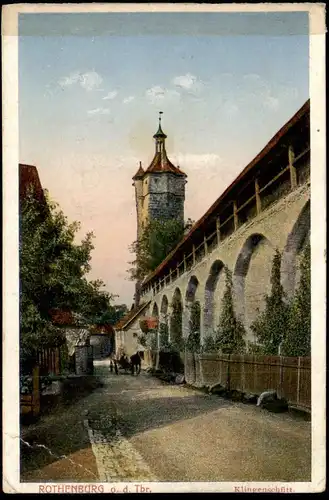 ALTE POSTKARTE ROTHENBURG OB DER TAUBER KLINGENSCHÜTT MIT KUTSCHE BRIEFMARKE GEWERBESCHAU MÜNCHEN 1922 AK postcard cpa