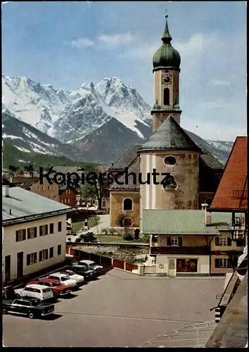 ÄLTERE POSTKARTE GARMISCH-PARTENKIRCHEN MIT AUTOS KARMANN GHIA MERCEDES Ansichtskarte postcard cpa AK