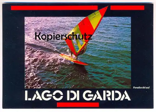 ÄLTERE POSTKARTE LAGO DI GARDA PARADISO DEL SURF Gardasee Surfen Surfbrett Windsurfen surfing Ansichtskarte postcard cpa