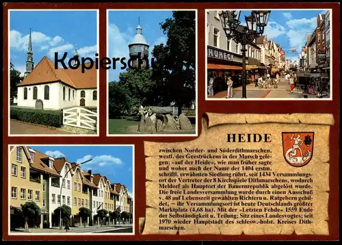 POSTKARTE HEIDE WAPPEN & GESCHICHTE CHRONIK Chronikkarte chronique chronicle storycard postcard cpa AK Ansichtskarte
