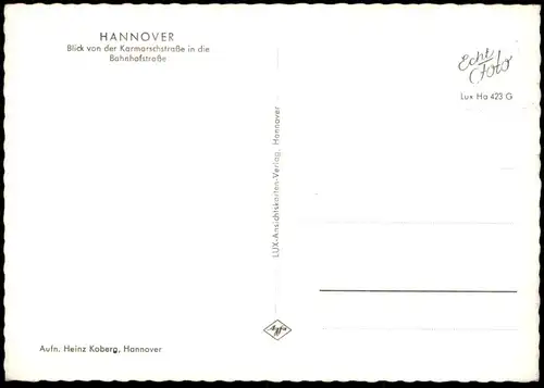 ÄLTERE POSTKARTE HANNOVER BLICK VON DER KARMARSCHSTRASSE IN BAHNHOFSTRASSE VW Bus tramway Ansichtskarte AK postcard cpa