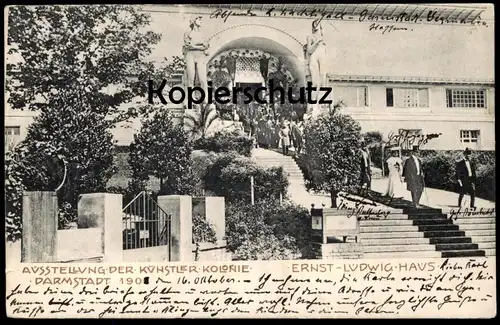 ALTE POSTKARTE DARMSTADT AUSSTELLUNG DER KÜNSTLER-KOLONIE ERNST-LUDWIG HAUS 1904 PRINZ BATTENBERG GROSSHERZOG