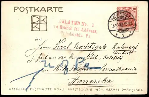ALTE POSTKARTE DARMSTADT AUSSTELLUNG DER KÜNSTLER-KOLONIE ERNST-LUDWIG HAUS 1904 PRINZ BATTENBERG GROSSHERZOG