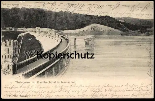 ALTE POSTKARTE THALSPERRE IM ESCHBACHTHALE BEI REMSCHEID INH. WALTER JÄGER HALTESTELLE NEUE ELEKTR. BAHN Eschbachtal