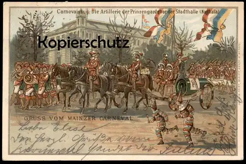 ALTE LITHO POSTKARTE GRUSS VOM MAINZER CARNEVAL Narrhalla Mainz Karneval carnival carnaval Ansichtskarte postcard AK cpa