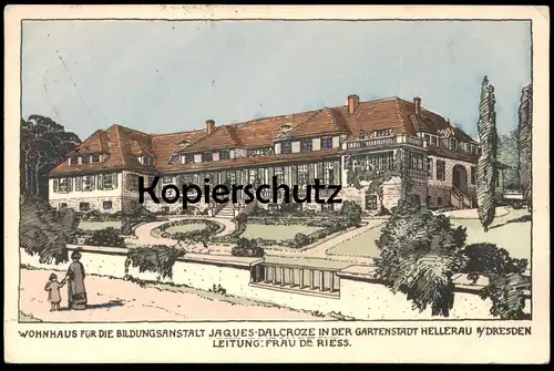 ALTE POSTKARTE DRESDEN GARTENSTADT HELLERAU WOHNHAUS FÜR DIE BILDUNGSANSTALT JAQUES DALCROZE cpa Ansichtskarte postcard