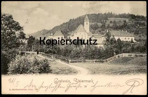 ALTE POSTKARTE GRATWEIN WEG KIRCHE 1904 bei Graz Steiermark Österreich Austria Autriche cpa postcard AK Ansichtskarte