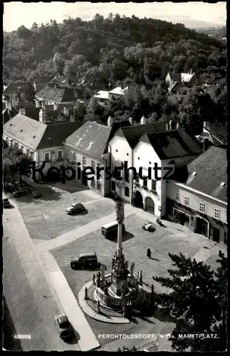 ALTE POSTKARTE PERCHTOLDSDORF MARKTPLATZ Bus Motorrad motorbike moto Niederösterreich AK Ansichtskarte postcard cpa