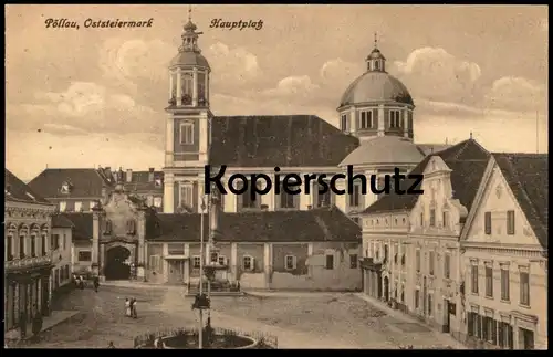 ALTE POSTKARTE PÖLLAU OSTSTEIERMARK HAUPTPLATZ Steiermark Österreich postcard AK Ansichtskarte